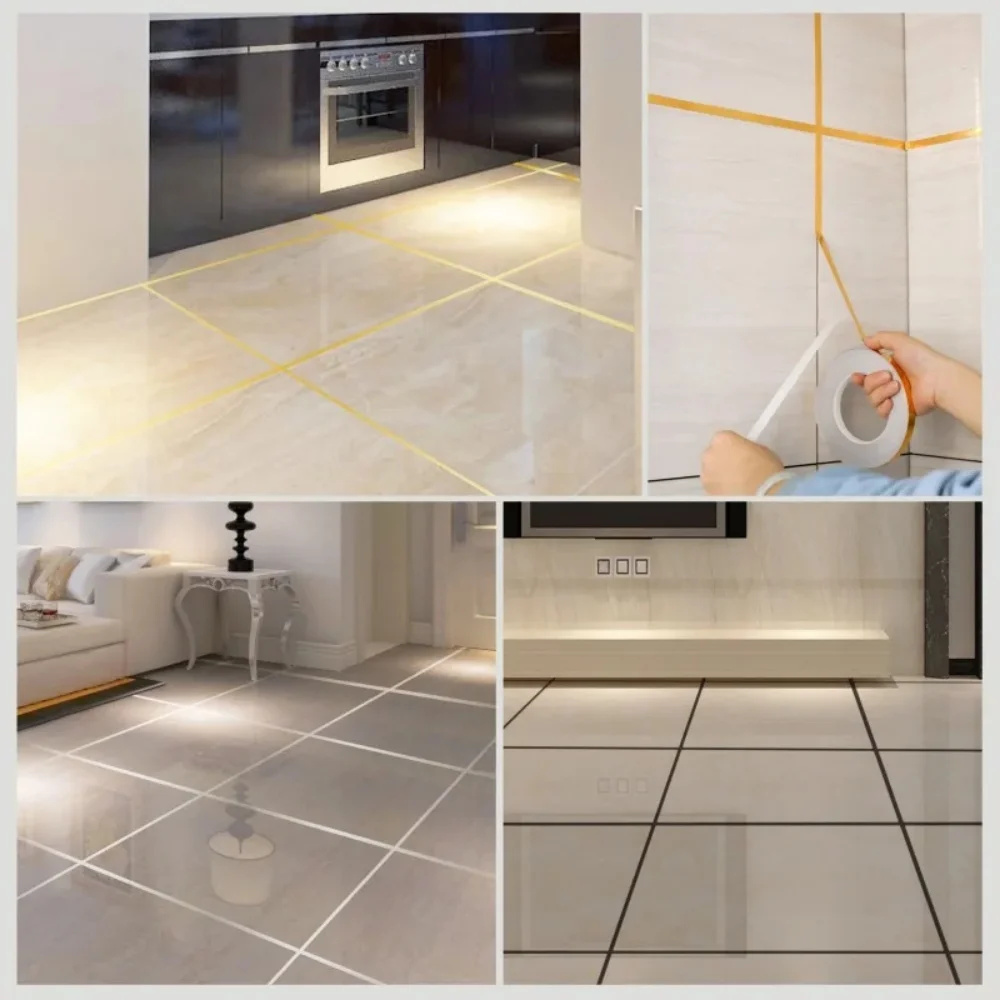 1 لفة 50mX0.5/1/2 سنتيمتر ذاتية اللصق جدار ديكور المنزل بلاط طبقات جميلة ملصقات جدار ، شرائط الزخرفية مقاومة للاهتراء #6