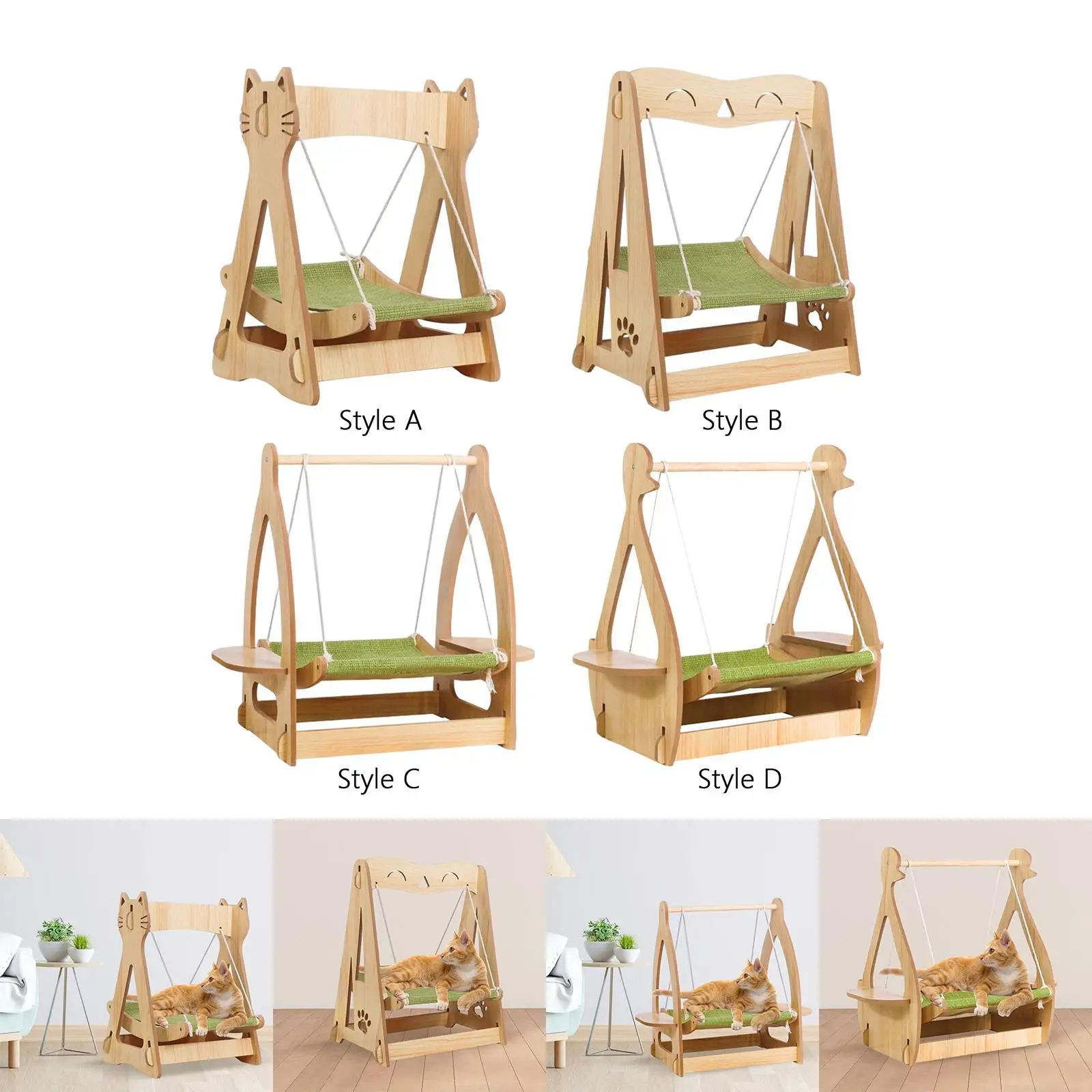 Cat Hammock Cat Bed Cat Chair Wooden Elevated Pet Bed Durable Frame Pet Hanging Cat Hammock Cat Bed Cat Chair Wooden Elevated Pet Bed Durable Frame Pet Hanging