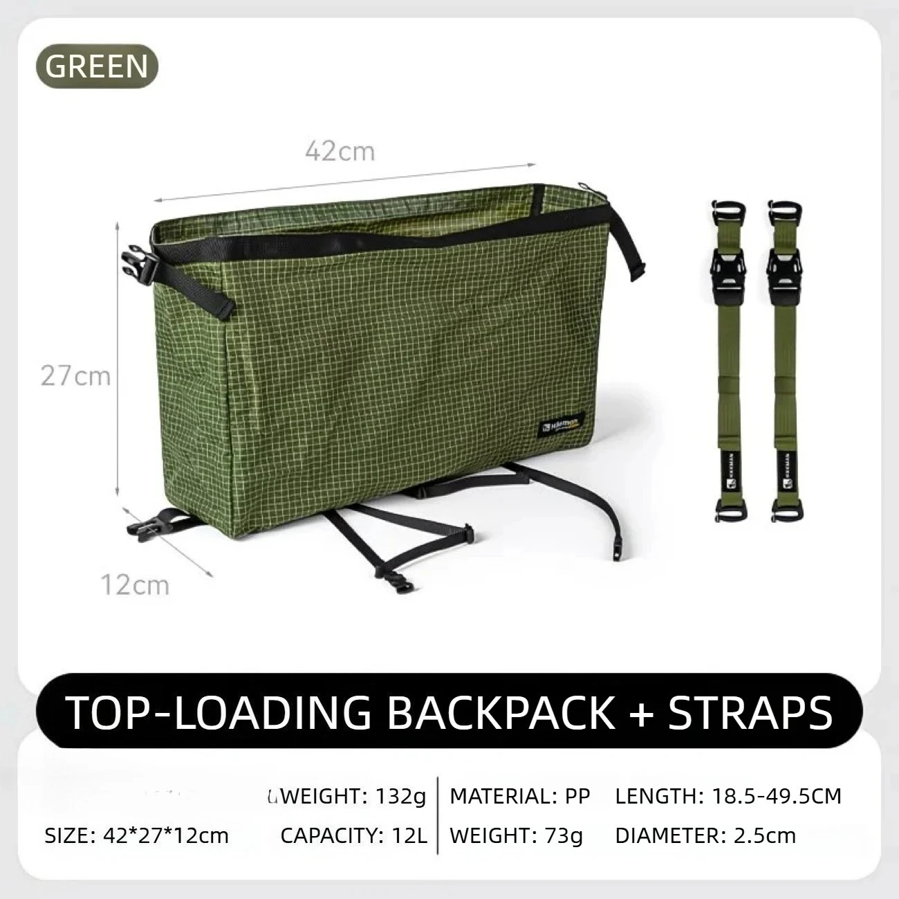 Ultralight  Backpack Top Lid Waterproof Expansion Pouch Mult