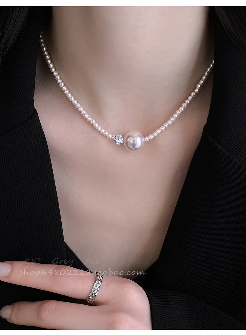 Elegante Designer Manta Lila Imitationsperlen-Halskette für Damen Kettenschmuck Accessoire Stilvolles Luxus-Design 2026 Trend – Detail 8