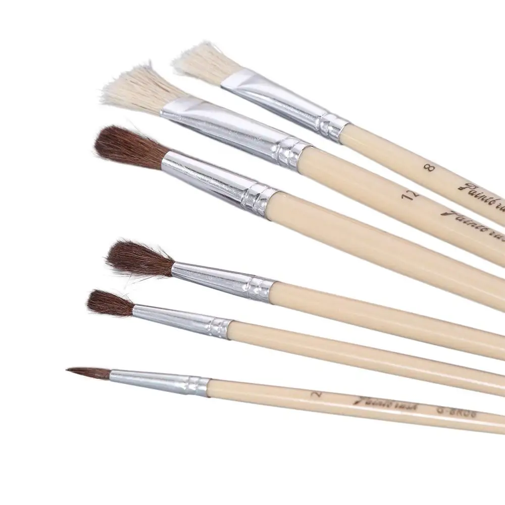 

12pcs Coffee Soft Fiber Paint Brush Set Plastic Lightweight Nylon Painting Pen Traditional Classical Hook Line Pen School