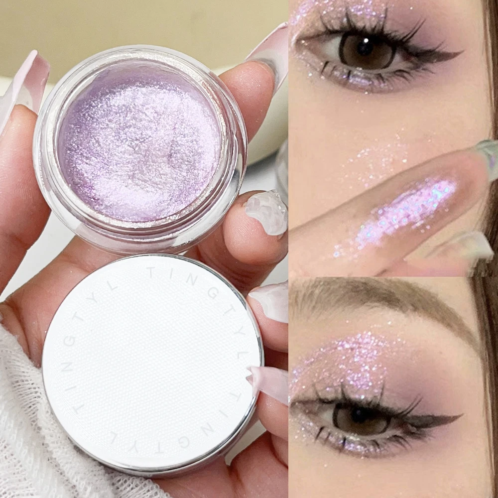 Paleta de sombras de ojos de Gel, brillo brillante, brillo plateado, perlado, maquillaje de ojos duradero