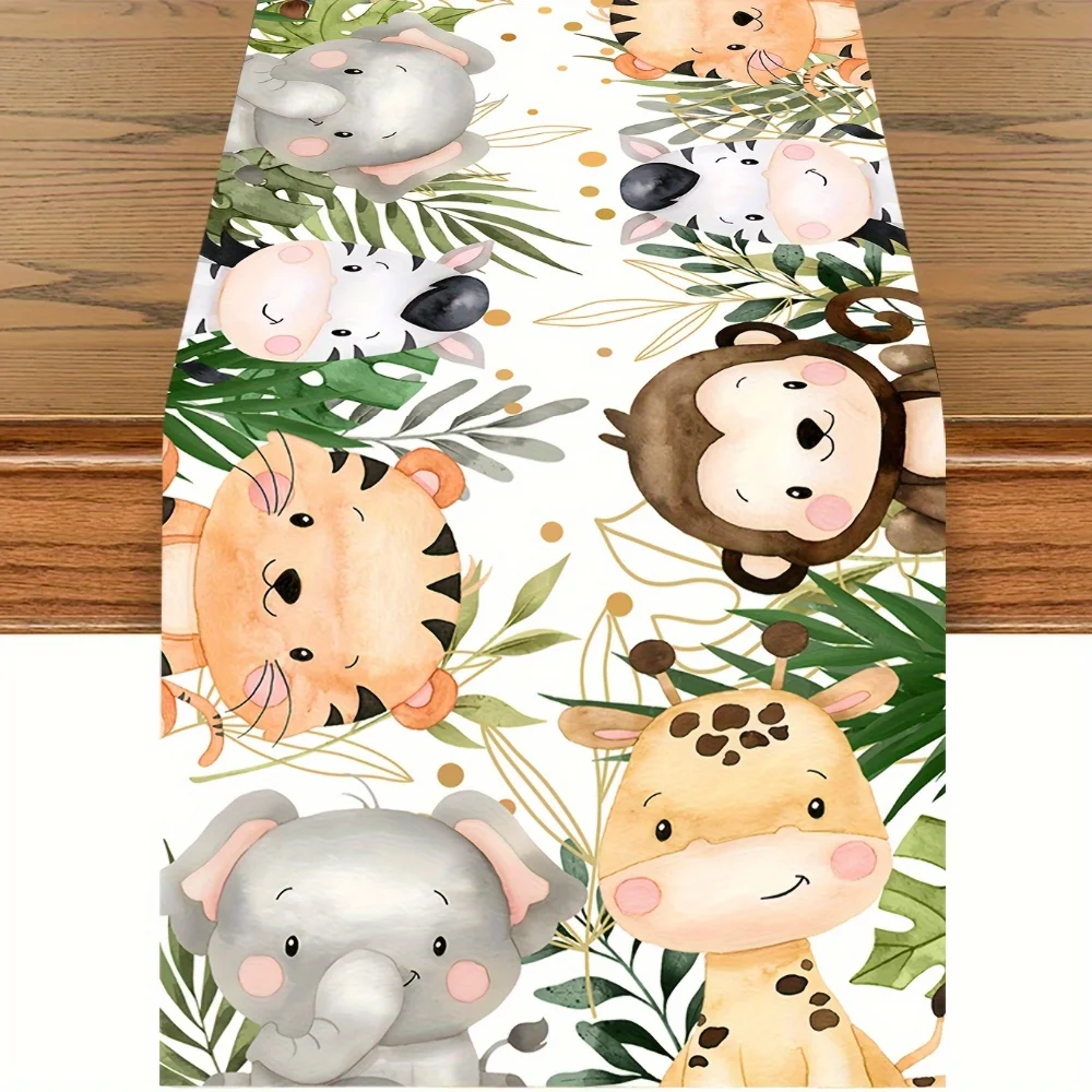 Baby Nursery Jungle Theme - 1/3個入り ジャングルアニマルテーマ サファリ ハッピーバースデーパーティーデコレーション ベビーシャワーバナー背景 装飾品