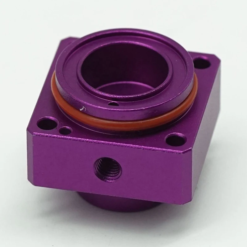 

Custom CNC Machined Purple Anodized Aluminum Alloy Valve Body Cnc Machining Service Precise Component Machining