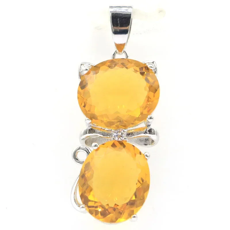 5 جرام مخصص 925 قلادة من الفضة الاسترليني الصلبة شكل قطة جميلة الأخضر جمشت تنزانيت الذهبي سيترين العقيق #2