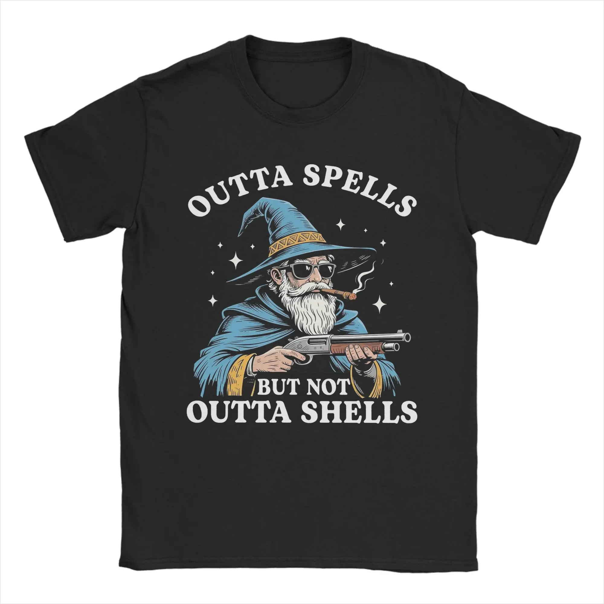 Awesome Outta Spells But Not Outta Shells Wizard Meme T-Shirt for Men Cotton T Shirts  Short Sleeve Tee Shirt Gift Idea Clothes