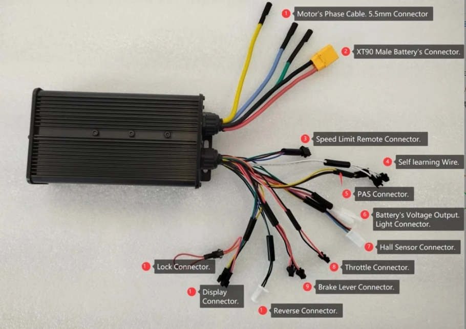 3000W/5000W Electric Bicycle Controller System 48V-72V 60A 80A Dual Mode 18 Tube Sine Wave Controller