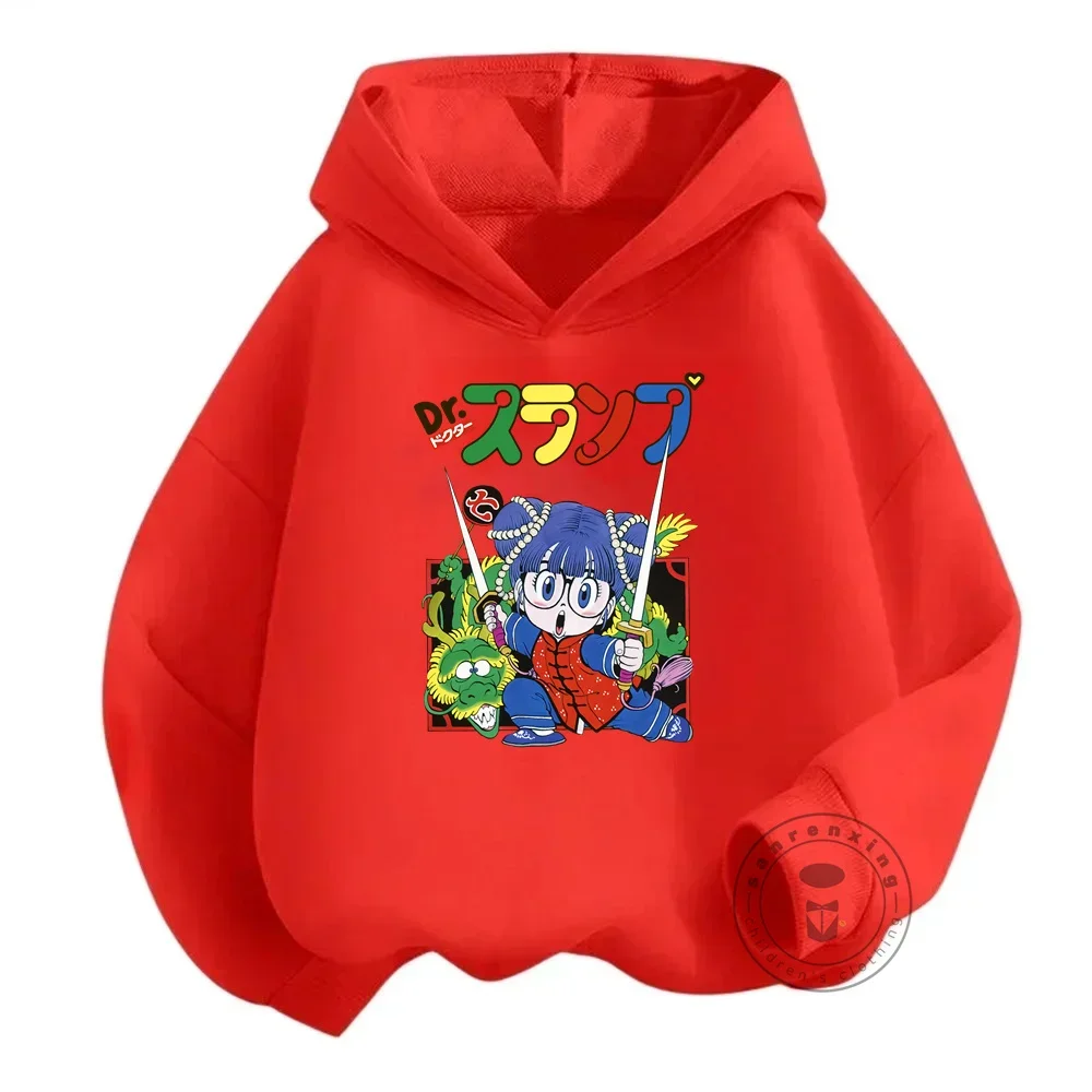 New Fall 2024 Anime Dr.Slump Arale Angel Wings Cute Cartoon Kids Hoodies Baby Boys Girls Sweatshirts Children Pullover Clothes