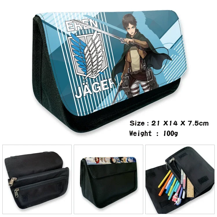 Atak na tytana Anime trójkątna torba na długopis Eren Mikasa Levi piórnik studencki chłopcy dziewczęta dzieci Cartoon szkolne etui na artykuły papiernicze