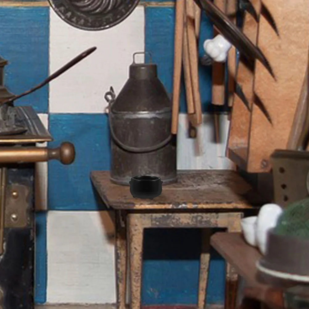 

2 шт. черный мини-котел на Хэллоуин, декор для кукольного домика, миниатюрный котел ведьмы, миниатюры на Хэллоуин, микро-ландшафтное украшение