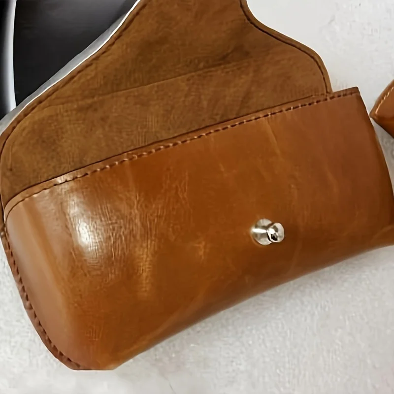 Elegant Large Capacity Genuine Leather Imitation Leather Glasses Case, Durable Clip-On Glasses Storage Box