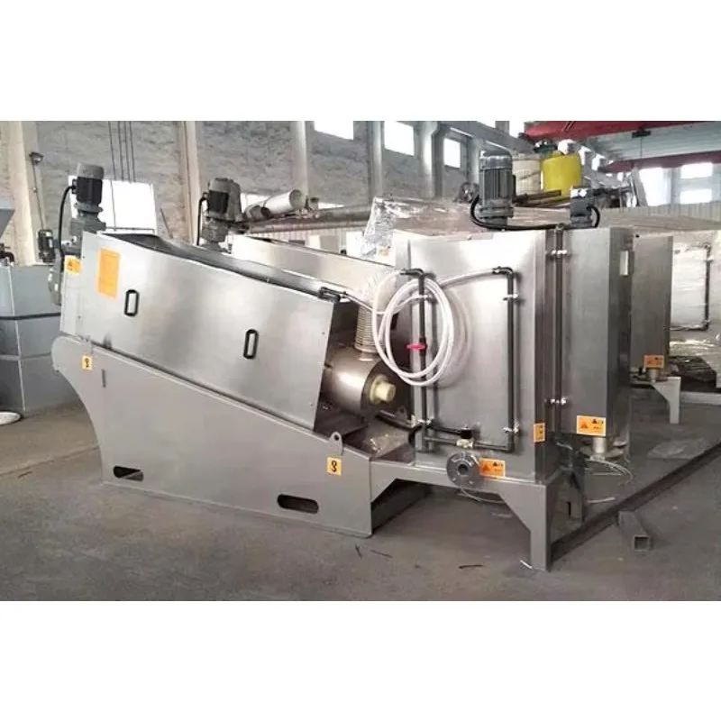 Customized Double Screw Stack Sludge Dewatering Equipment Full Stainless Steel Sludge Dehydrator With Automatic Flushing System