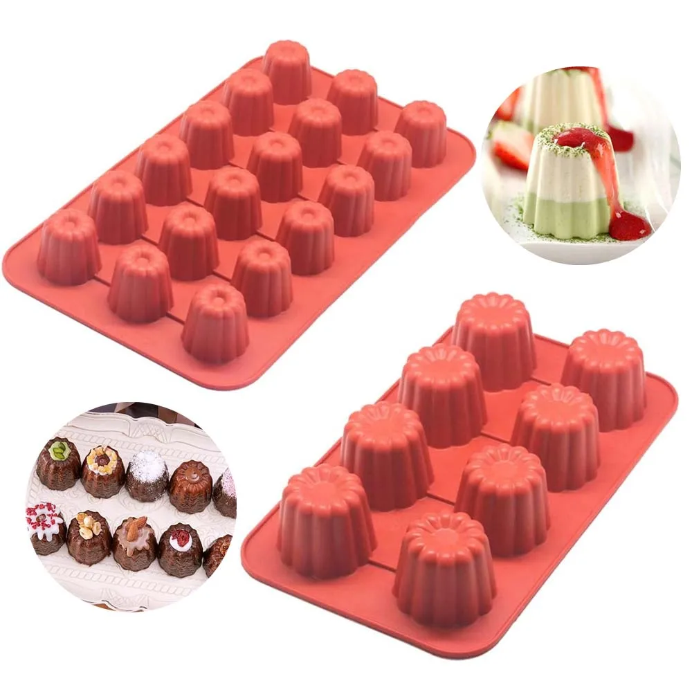 8/18 wgłębienia silikonowe formy Canele Mini Nonstick Canneles forma do ciasta na mus kremówka Muffin DIY blacha do pieczenia akcesoria kuchenne