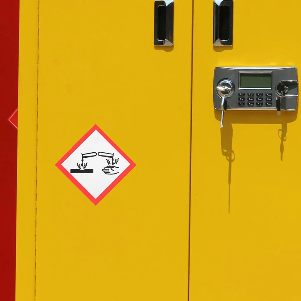 6 قطعة تسميات المواد المسببة للتآكل الشارات ملصق أمان ذاتي اللصق لعلامات تحذير Hazmat التصوير التسمية علامة السلامة المسبقة للتآكل #1