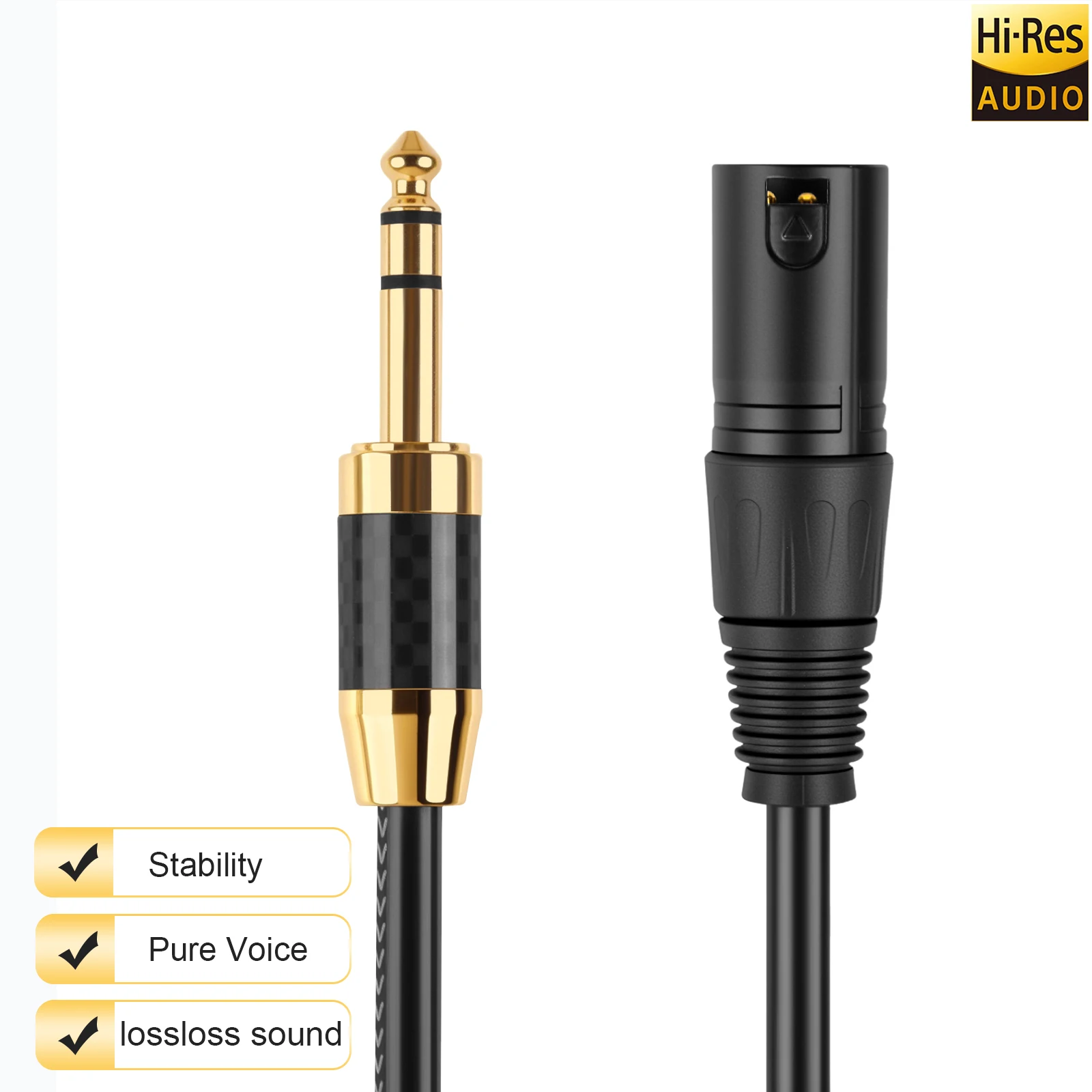 Mono 6.35mm 6.5mm Female Male XLR Jack Plug Professional Audio Balance Brass Aluminum Foil Braid Shielding Microphone Cable Cord