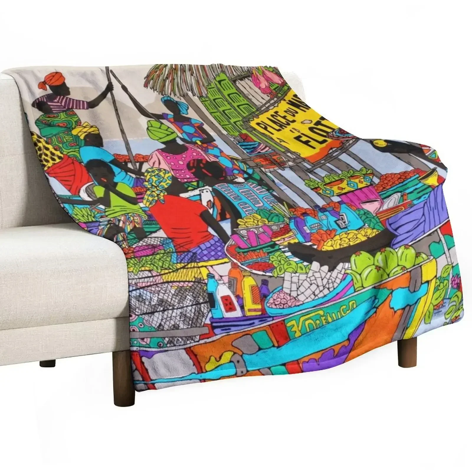 My floating market Throw Blanket Flannel Fabric warm for winter Luxury Travel Blankets