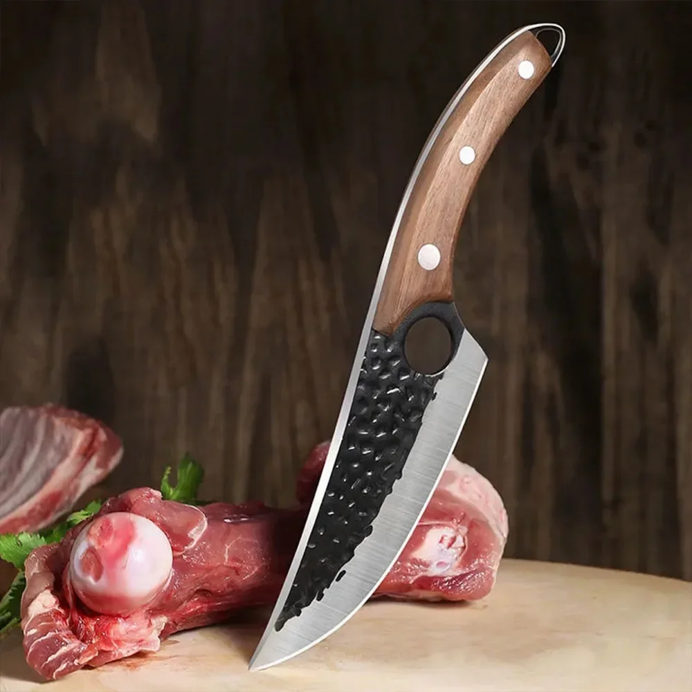 Boning Knife Handmade Blade Butcher Knife Stainless Steel Kitchen Knives Fish Chicken Meat Knife Chef Slicing with Finger Hole