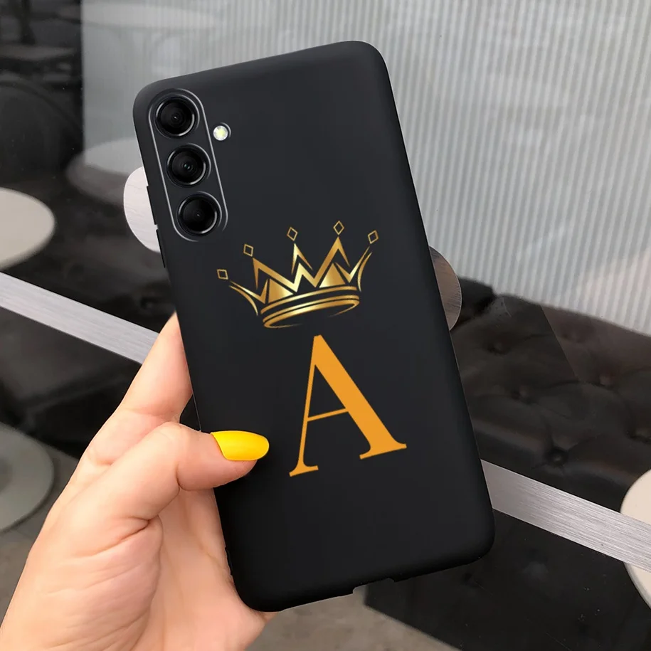 For Samsung Galaxy A55 5G 2024 Case Luxury Crown Letters Soft Silicone Matte Cover For Samsung A15 A25 A35 5G A356B A256B Bumper