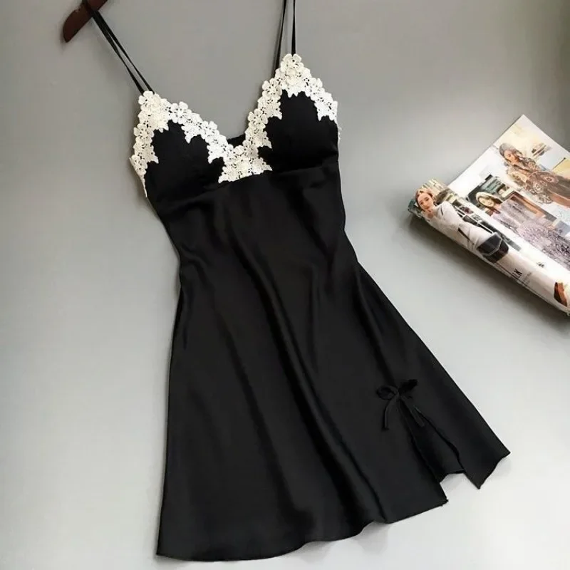 Sexy Lace Patchwork with Chest Cushion Lingerie Nighty Sleep Wear Nightdress Clothes Women's Nightgowns Sexy Nightwear - view 5