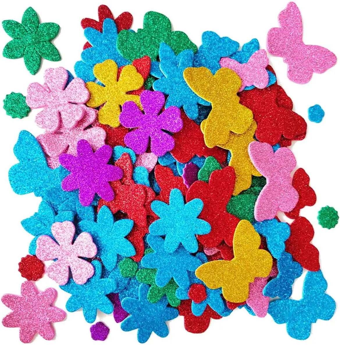 

Foam Flower and Butterfly Shapes Stickers, Self-Adhesive Stickers Kid's Arts Crafts Supplies for Greeting Cards DIY Scrapbooking