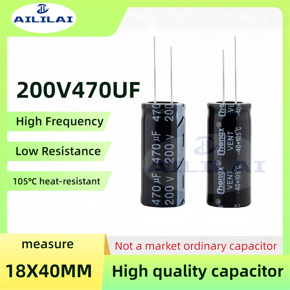 2PCS Original 200v470uf Low ESR/Impedance High Frequency 200V 470UF Aluminum Electrolytic Capacitor 200V470UF Size: 18X40MM