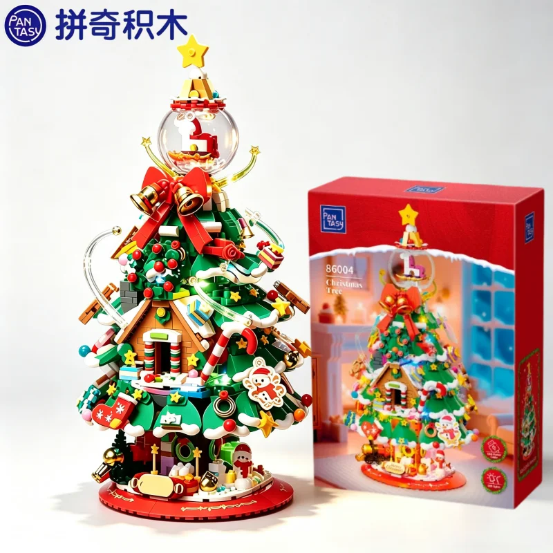 New Pantasy Christmas Tree Building Blocks Assembling Building Toy Models Lighting Ornaments Christmas Decorations Holiday Gifts