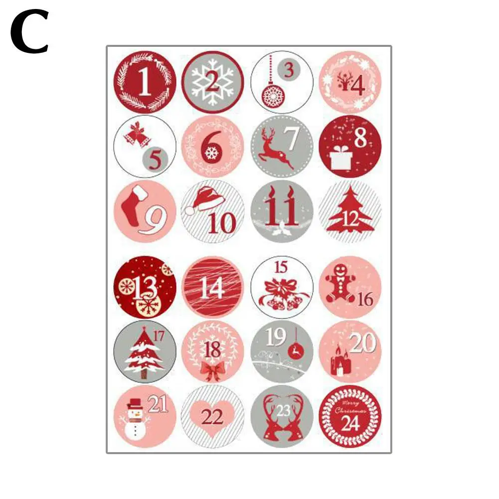 Merry Christmas Gift Stickers Advent Calendar Number Diy Labels Stickers Gift Paper Decor Tools Multi-function Packaging Cr U7l0