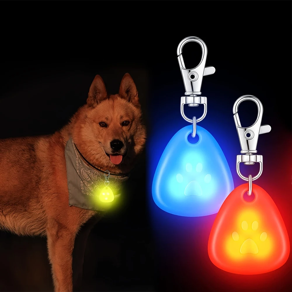 1/2pcs Night walking dog luminous pendant Silicone triangle Pet pendant Anti loss light outdoor warning light pet supplies