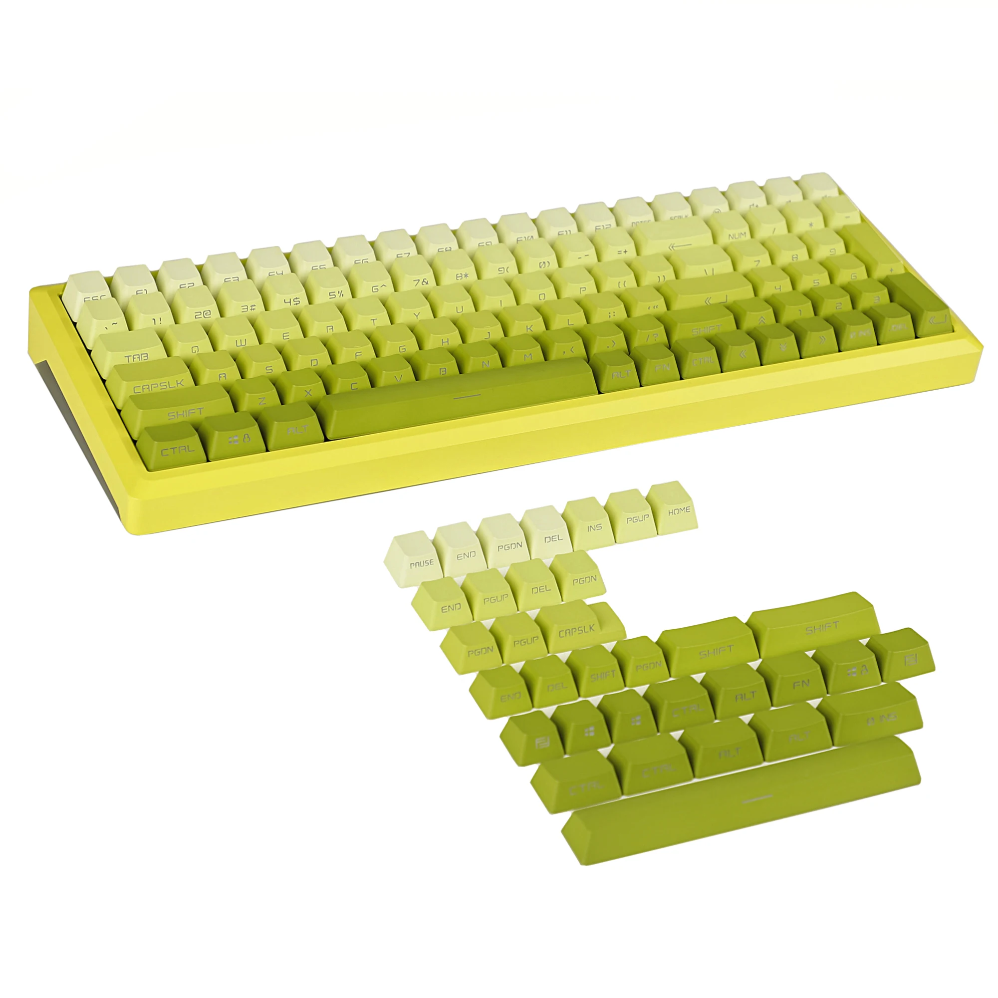 133 Yellow Gradient PBT Double Shot Side-lit Shine Through Backlit keycaps For MX Mechanical Keyboard 108 96 87 NJ80 84 68 64 61