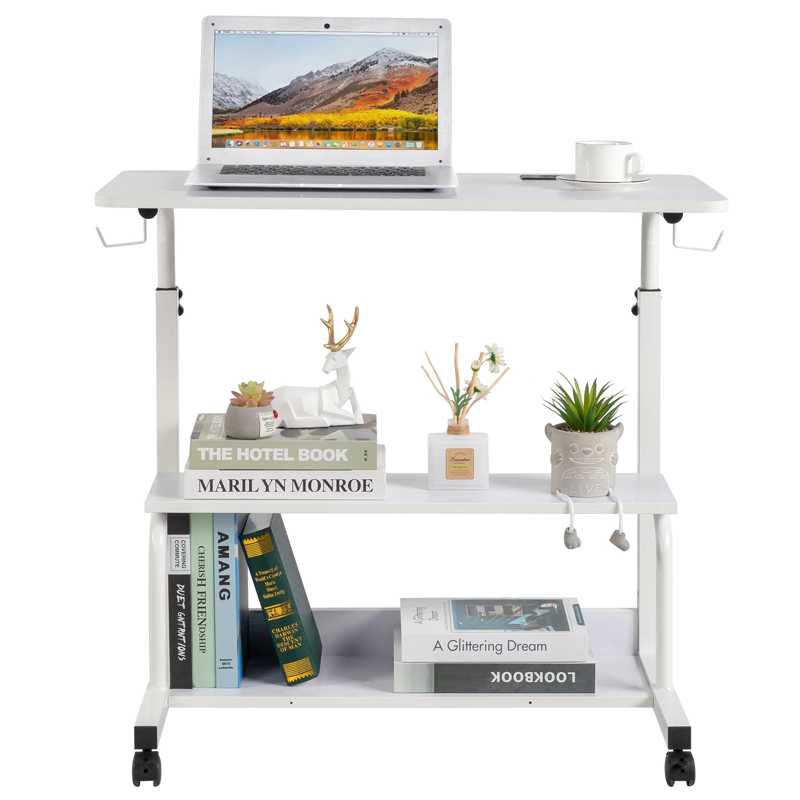 

Стол для компьютера из ДСП с имитацией белого дерева и меламиновым покрытием, регулируемый, с 3 портами USB и 2 розетками переменного тока