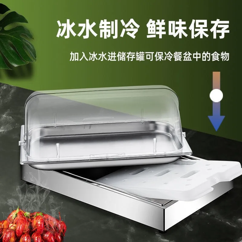 Commercial Chilled Food Display Table, Refrigerated Seafood Buffet Counter Fresh-Keeping Ice Table for Hotel Catering Restaurant