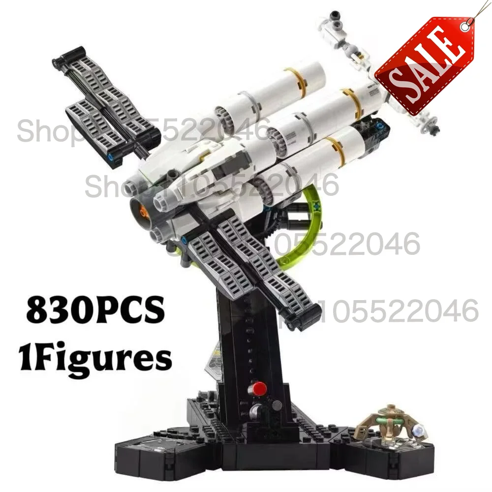 2026 New Project Interstellar Spaceship Building Blocks Set 830PCS Sci-Fi Space Vehicle Brick Desktop Decor Gift for Adult Fan view 3