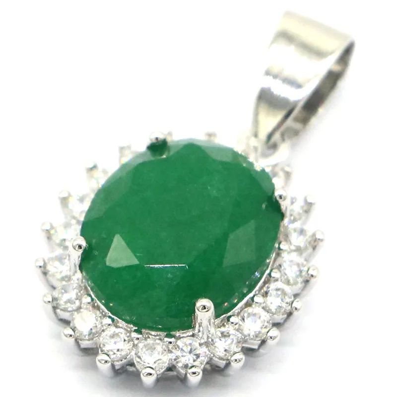 

Buy 3 Get 1 Free 26x15mm Beautiful 2.9g Real Red Ruby Green Emerald White CZ Females Daily Wear Silver Pendant