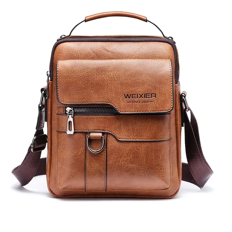 Weixier Men's Crossbody Bag Men Shoulder Bags Zippers Handbags Large Capacity Artificial Leather Bag for Male Messenger Tote Bag