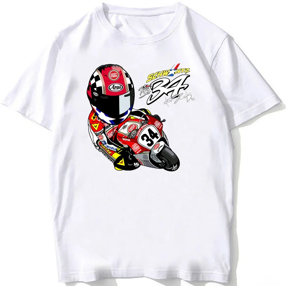 Kevin Schwantz 34 1993 GP T-Shirt New Summer Men Short Sleeve GS Adventure Sport Casual White Tops Man Motorcycle Riding Tees