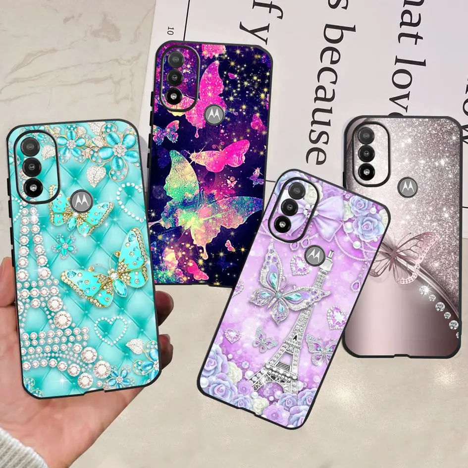 For Moto E20 Case Beautiful Butterfly Phone Back Cover For Motorola Moto E20 Funda XT2155 Bumper For MotoE20 E 20 2021 Soft Para