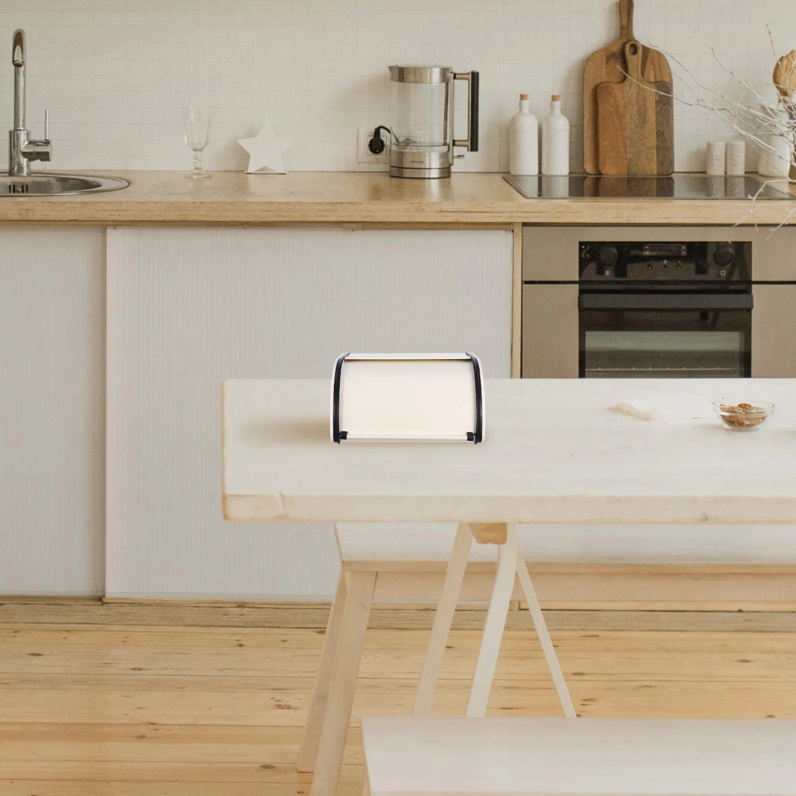 

Metal Bread Box Large Capacity Roll Top Lid Kitchen Countertop Storage Container Stylish Bread Holder Kitchen Storage Containers