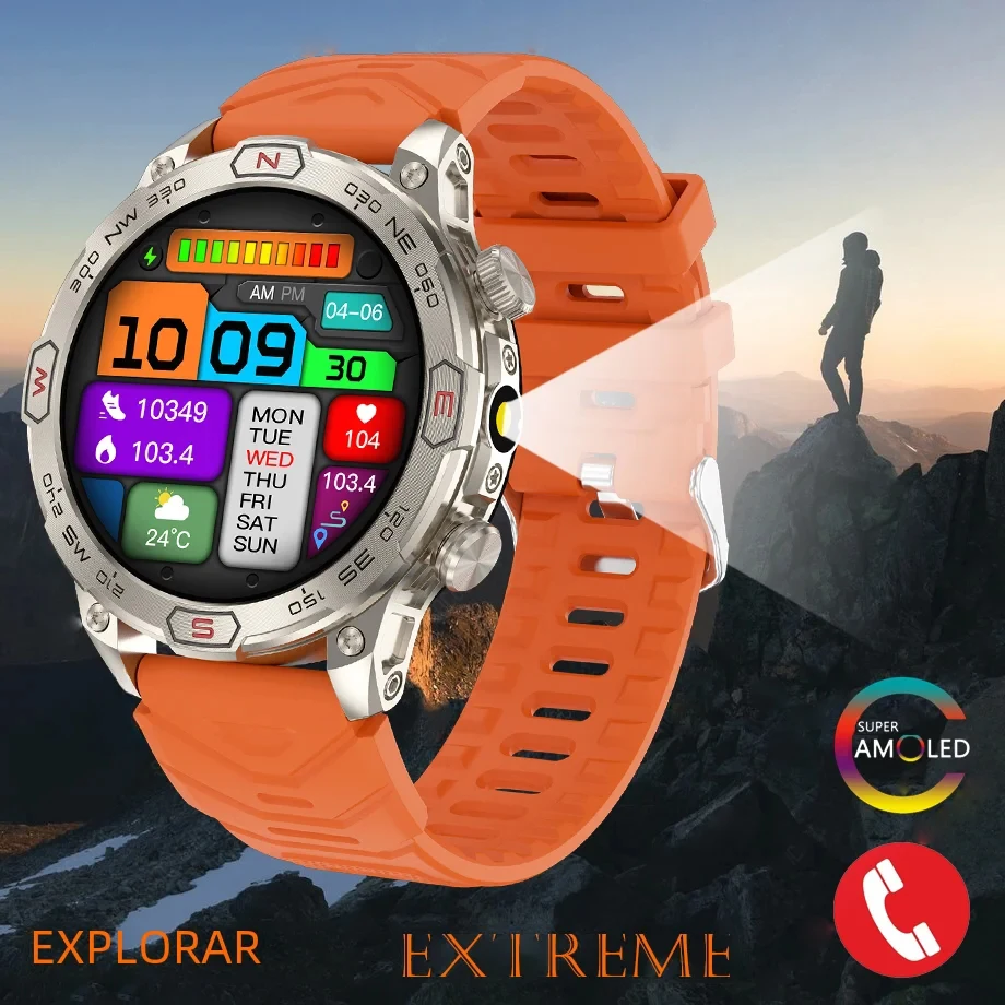 KC86 Smartwatch 1.43-inch AMOLED large screen BT Call Flashlight Compass 450mAh Outdoor sports Fitness Tracking smartwatch