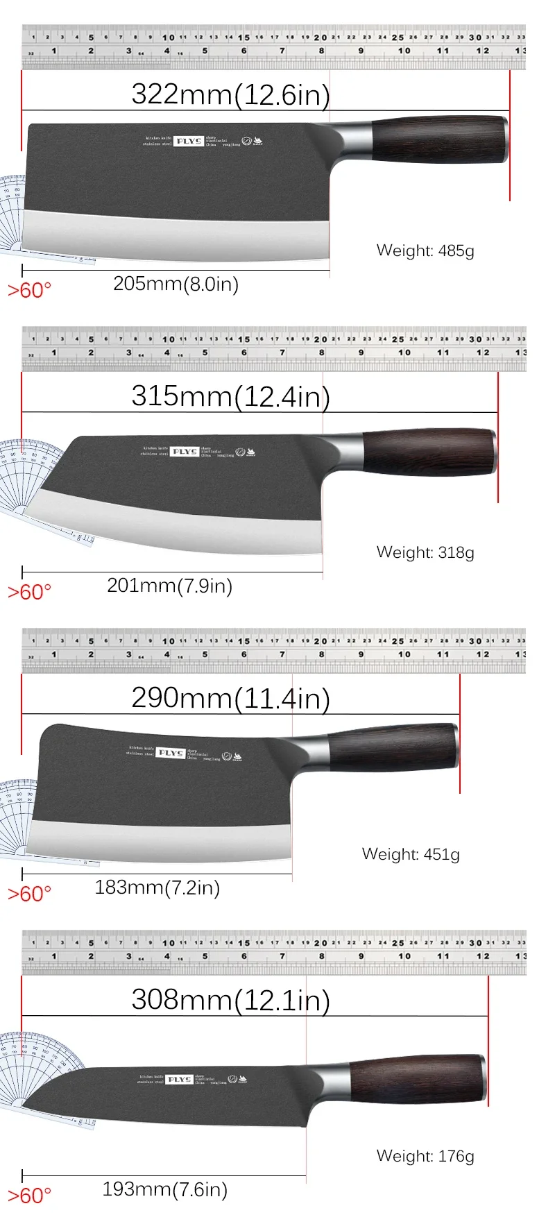 Professional Japanese Kitchen Chef Knife Set Meat Fish Vegetables Slice Chop Bone 9Cr18Mov Stainless Steel Butcher Cleaver Knife