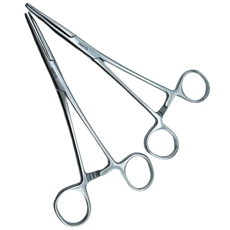 Aço inoxidável Fórceps hemostático, Ferramenta Fórceps cirúrgico, Hemostat bloqueio grampos, Alicate de pesca, ponta curva e reta, 1PC