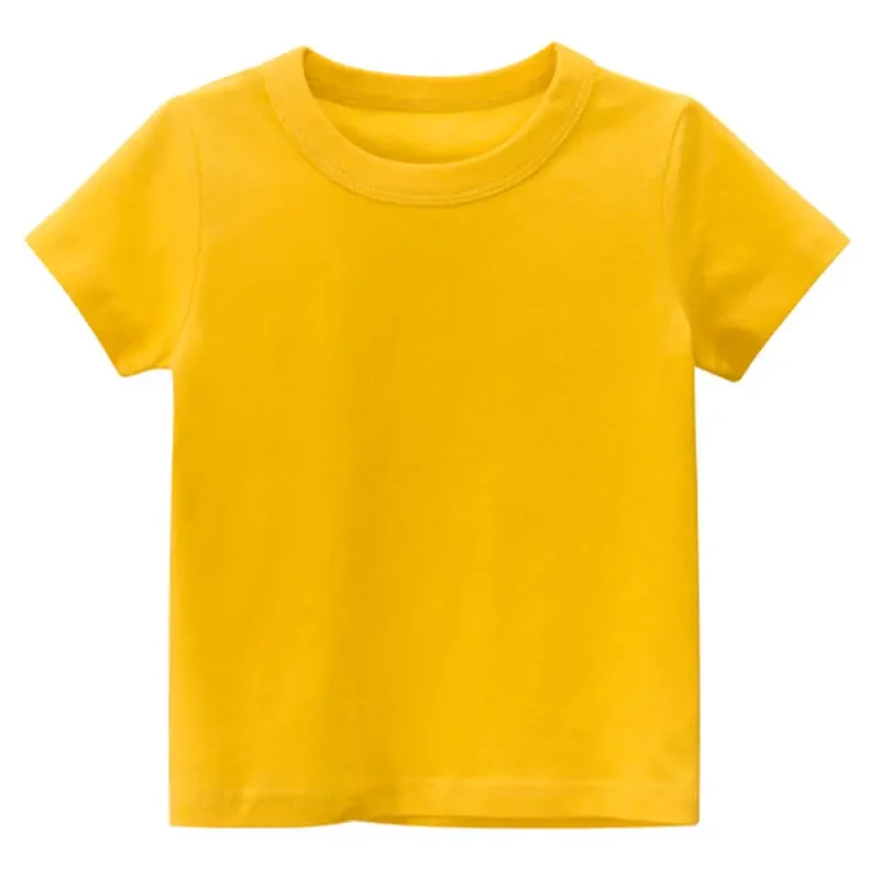 Kids Plain T Shirt Tops for Child Boys Girls Baby pure color Blank  Clothes White Black Children Summer Tees 1-16 Years