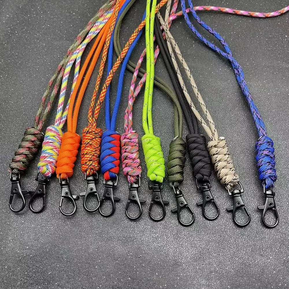 Paracord Keychain Lanyard Rotatable Buckle High Strength Parachute Cord Self-Defense Emergency Survival Backpack Key Ring