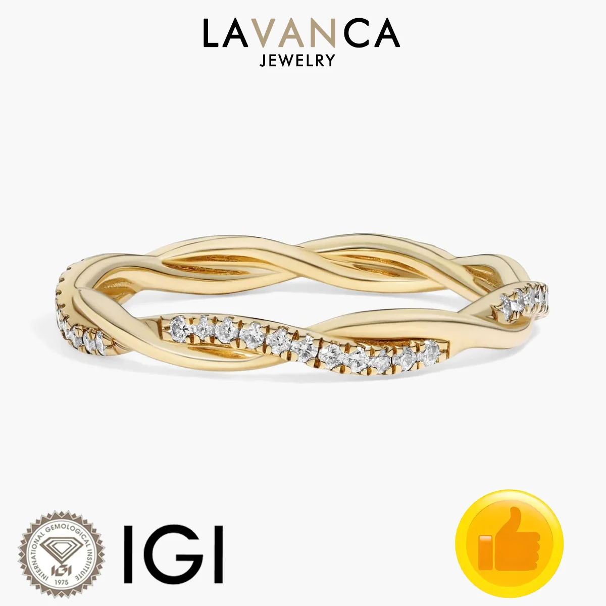 9K/14K/18K Solid Gold Lab Created Diamond Ring Classic Brilliant Round Lab Diamond Ring Twist Shank Style Engagement Ring