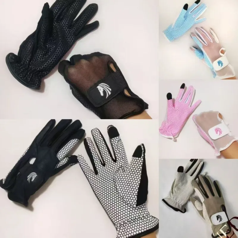 Summer Breathable Horse Riding Gloves lightweight Cozy Mesh Back Full Plam Silicone Grip Equestrian Gloves for Horseback Cycling