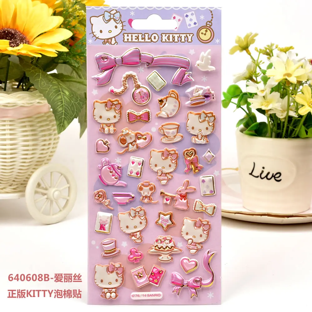 Kawaii Sanrio Hello Kitty 3D Bubble โปสเตอร์สาวการ์ตูนน่ารัก DIY วัสดุบัญชีมือตกแต่งวางกระดาษเทศกาลของขวัญ