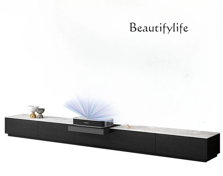 

Nordic TV cabinet Solid wood rock slab Simple electric intelligent telescopic projector cabinet Special