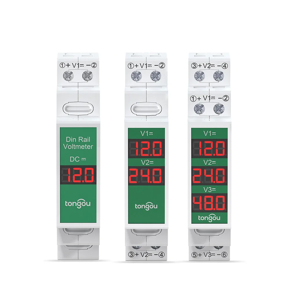 

DC Voltage Meter 1/2/3 Circuit DC11V-310V Intelligent Voltmeter LED Digital Display Instrument Guide Mounted Voltage Meter