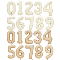 32/40inch Cream Caramel Big Number Foil Balloons 0 1 2 3 4 5 6 7 8 9 Balls White Color Wedding Birthday Party Decor Baby Shower