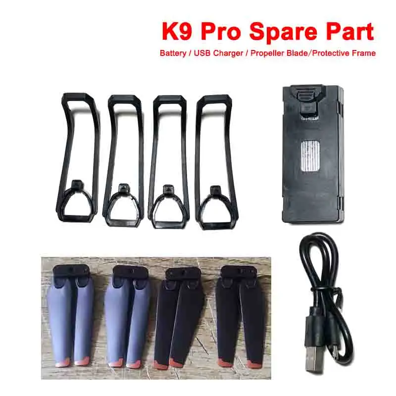 K9 PRO Mini Drone Spare Part 3.7V 1800mAh Battery / USB Charger / Propeller Blade / Protective Frame K9 Drone Accessory