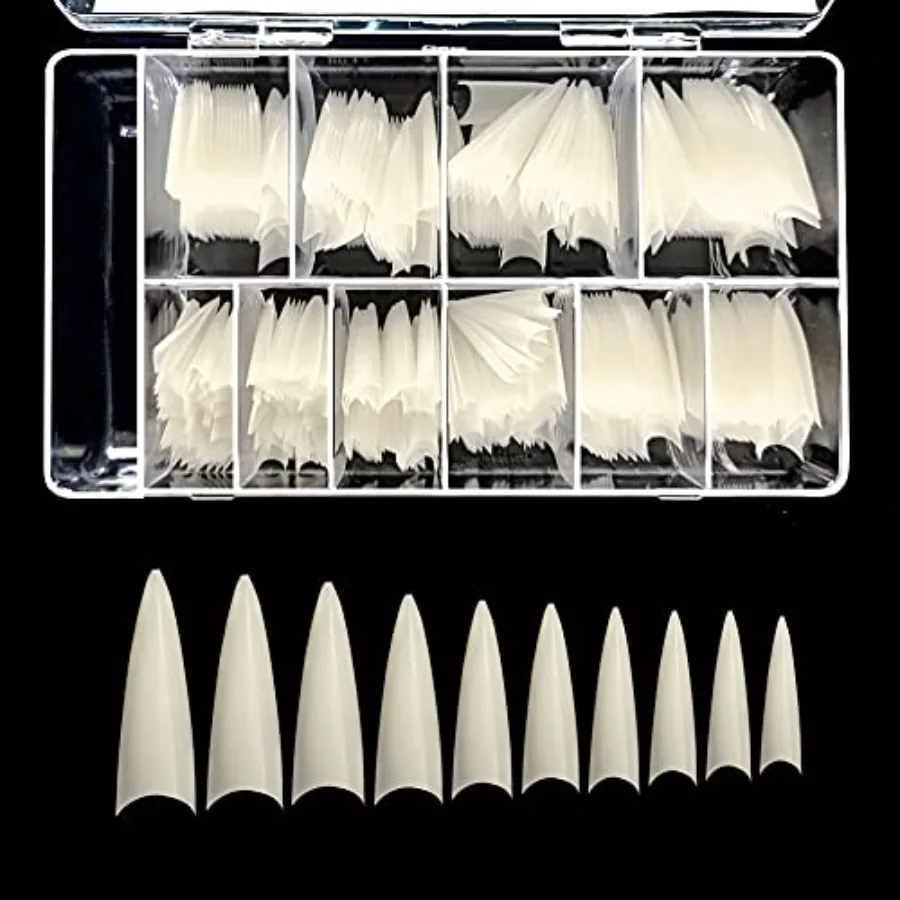 

VIVACE Natural Long Stiletto 500pcs Artificial Fake Gel Nail Tips10 Sizes 28510 For Nail Salon
